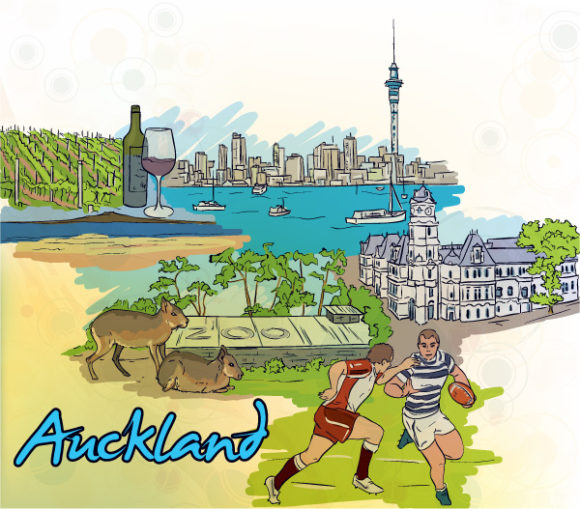 Brilliant Vector Vector: Auckland Doodles Vector Illustration 1