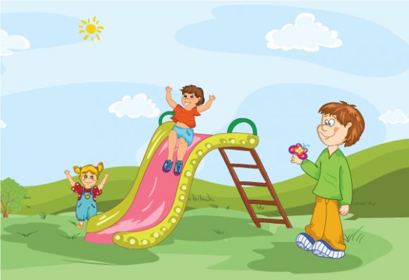 Awesome Vector Vector Graphic: Kids Playing Vector Graphic Illustration 1