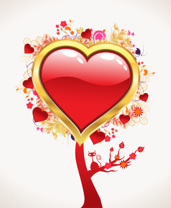 Smashing With Vector Art: Vector Art Valentines Background With Abstract Tree 1