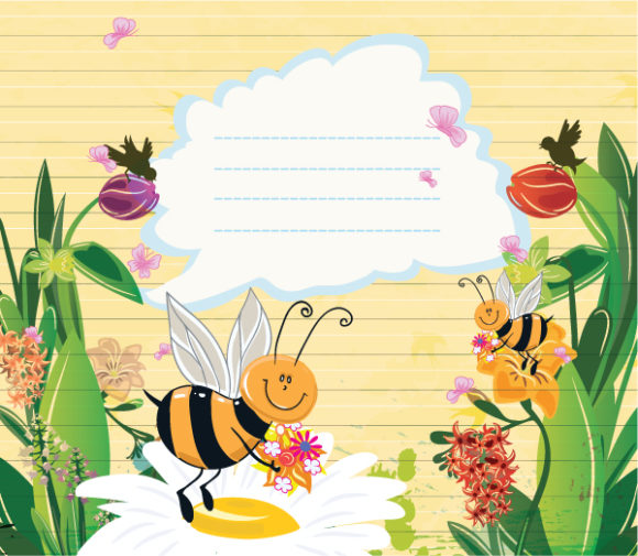 Special Vector Vector Illustration: Bees With Floral Vector Illustration Illustration 1