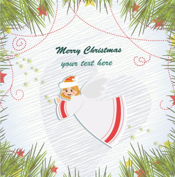 Brilliant Background Vector Artwork: Vector Artwork Christmas Background With Angel 1