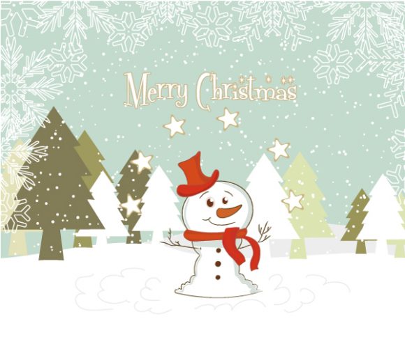December, Vector Vector Graphic Vector Christmas Background With Snowman 1