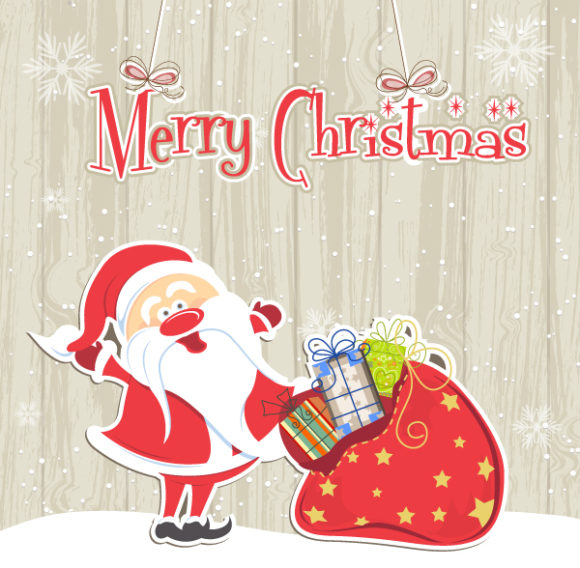 Exciting Christmas Vector: Vector Christmas Background With Santa 1