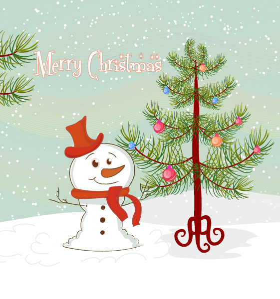 Background, Snowman Vector Art Vector Christmas Background With Snowman 1