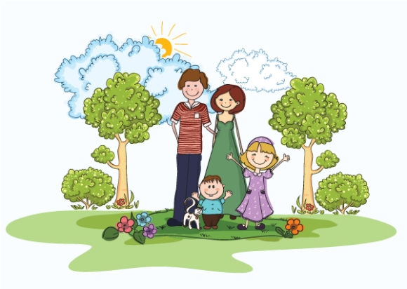 Family, Family Vector Graphic Cartoon Family Background Vector Illustration 1