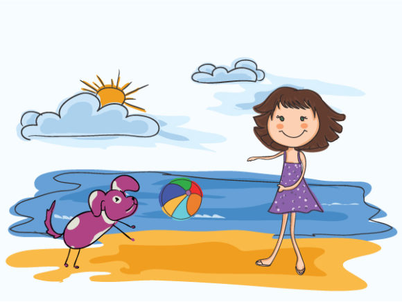 Best Heat Vector Artwork: Cartoon Summer Background Vector Artwork Illustration 1