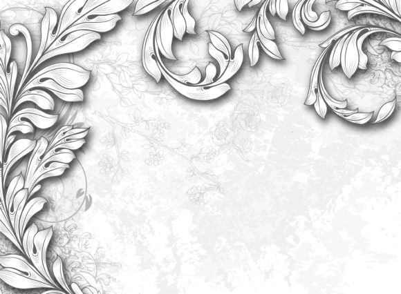 Background Vector Design: Vector Design Engraved Floral Background 1