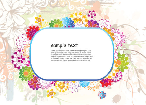 Bold Floral Vector Graphic: Vector Graphic Colorful Floral Frame 1