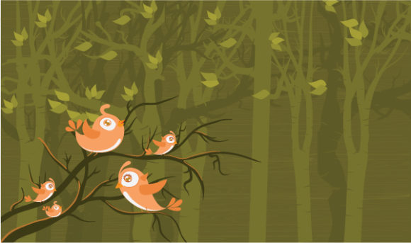 Smashing Floral-3 Vector Art: Birds On A Branch Vector Art Illustration 1