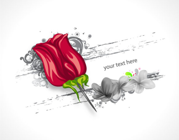Rose Vector Background Vector Rose With Grunge 1
