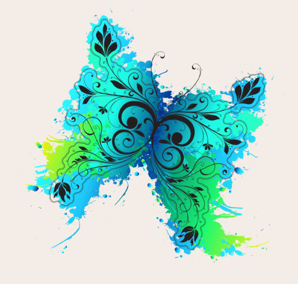 Grunge Vector Artwork Vector Grunge Illustration With Butterfly Made Of Floral 1