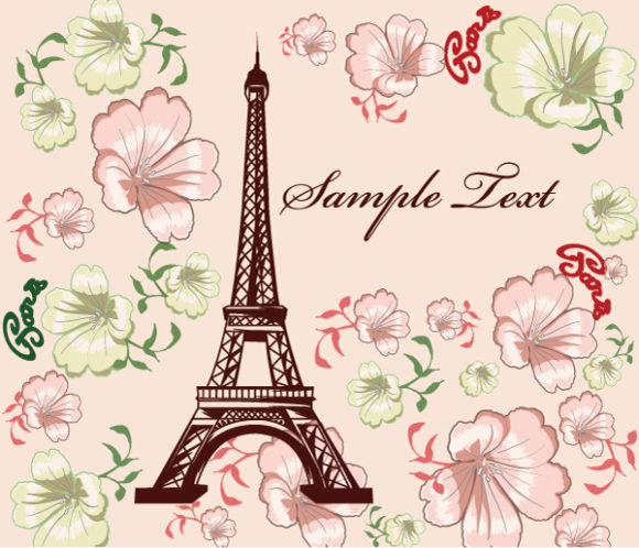 Floral, Plant, Vector, Leaf Vector Artwork Vector Eiffel Tower With Floral 1