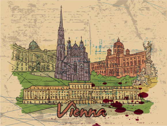 Exciting City Vector Design: Vienna Doodles Vector Design Illustration 1
