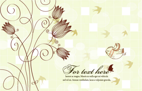 Floral, With Vector Bird With Floral Vector Illustration 1