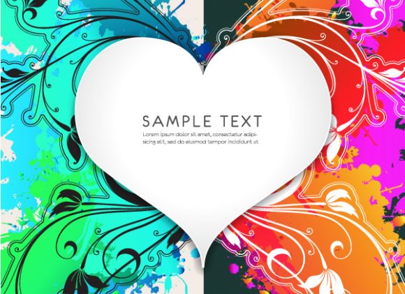 Gorgeous Heart Vector: Heart With Floral Vector Illustration 1