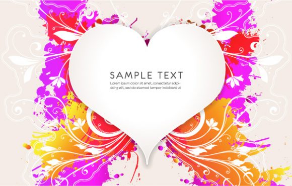 Awesome With Vector: Heart With Floral Vector Illustration 1