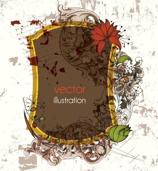 Vector, Illustration, Rust Vector Artwork Vintage Floral Frame Vector Illustration 1