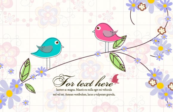 With Vector Illustration Vector Birds With Floral 1