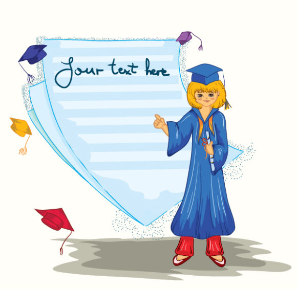 With Vector Graphic Vector Graduated Girl With Blank Page 1