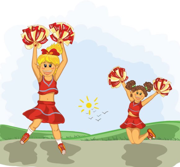 Vector Vector Graphic: Cheerleaders Vector Graphic Illustration 1
