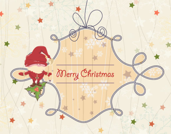Amazing Greeting Vector Background: Vector Background Christmas Greeting Card With Santa 1