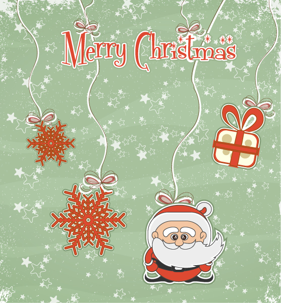 New Card Vector Art: Vector Art Christmas Greeting Card With Santa 1