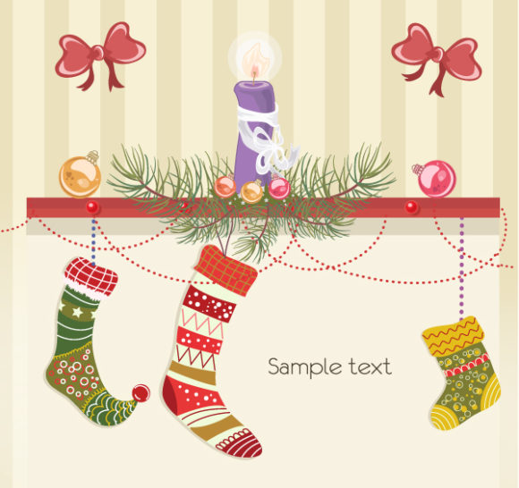 Download Greeting Vector: Vector Christmas Greeting Card With Candle 1