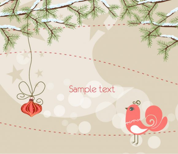 Exciting Greeting Eps Vector: Eps Vector Christmas Greeting Card With Bird 1