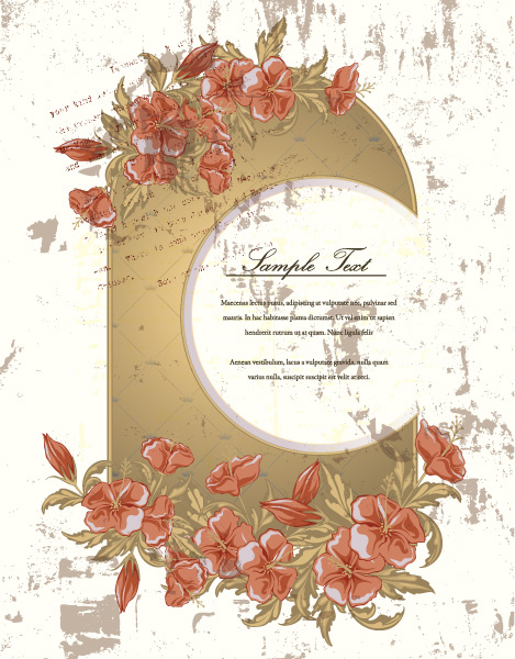 Grunge, Vector, Illustration Vector Background Vector Grunge Floral Frame 1