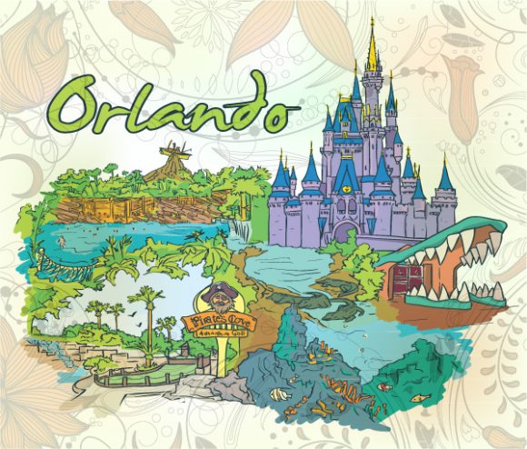 Illustration, Orlando, Illustration, Vector Vector Background Orlo Doodles With Floral Vector Illustration 1