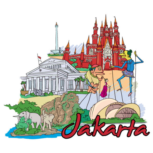 Illustration, Castle Vector Background Jakarta Doodles Vector Illustration 1