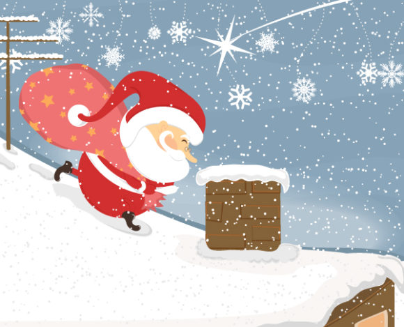Lovely Vector Eps Vector: Eps Vector Winter Background With Santa 1