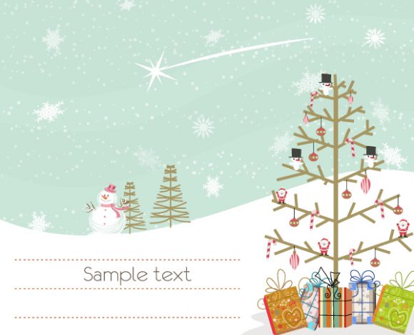 Awesome Background Vector Graphic: Vector Graphic Winter Background With Tree 1