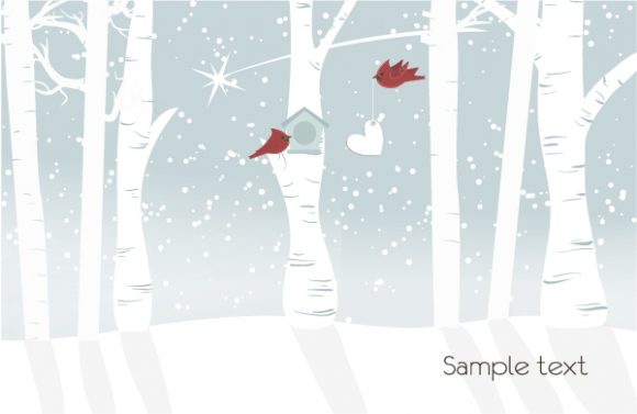 Vector Vector Background: Vector Background Winter Background With Birds 1