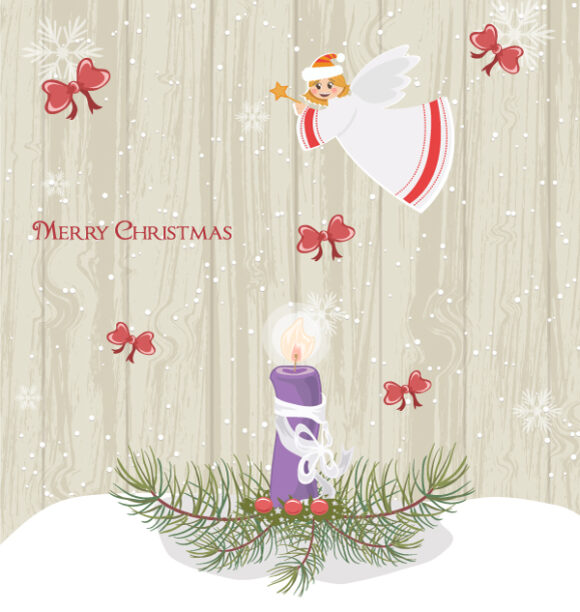 Exciting Christmas Vector Image: Vector Image Winter Background With Candle 1