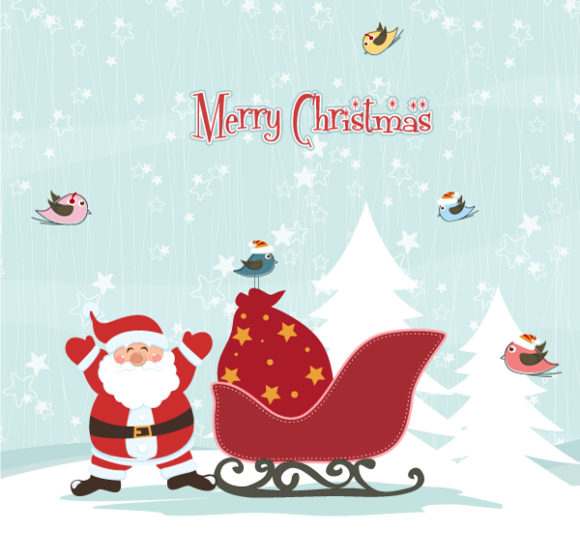 Vector Vector Background: Vector Background Winter Background With Santa 1