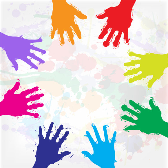 Paint, Hands, Vector Vector Graphic Grunge Colorful Hs Vector Illustration 1