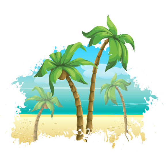 Summer Eps Vector Vector Summer Illustration With Palm Trees 1