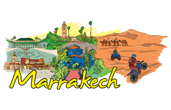 Illustration Vector: Marrakech Doodles Vector Illustration 1