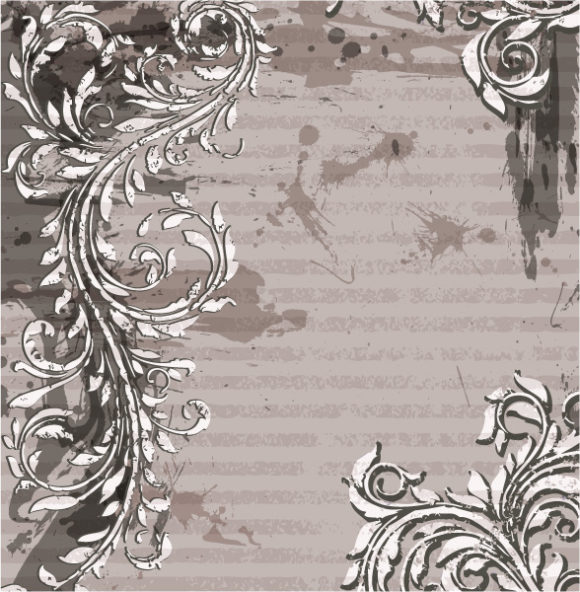 Grunge, Illustration Vector Design Grunge Floral Background Vector Illustration 1