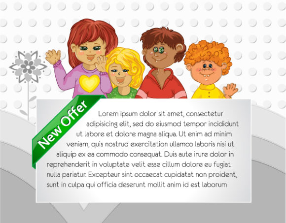 Unique Vector Vector Graphic: Vector Graphic Kids With Banner 1
