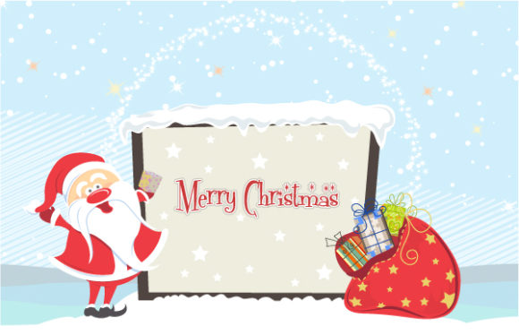 With Vector Background: Vector Background Santa With Billboard 1