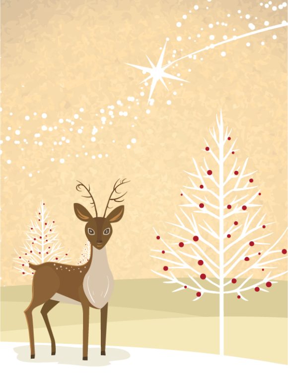 With Vector Art Vector Christmas Background With Reindeer 1