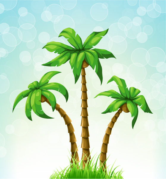 Lovely Illustration Vector Design: Vector Design Summer Illustration With Palm Trees 1