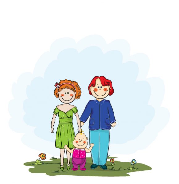 Smashing Family Vector Background: Vector Background Cartoon Background With Family 1