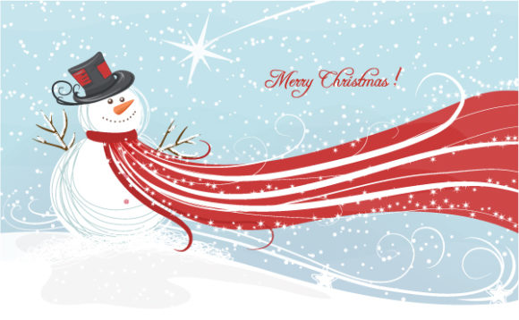 Download Vector Vector Design: Vector Design Christmas Background With Snowman 1