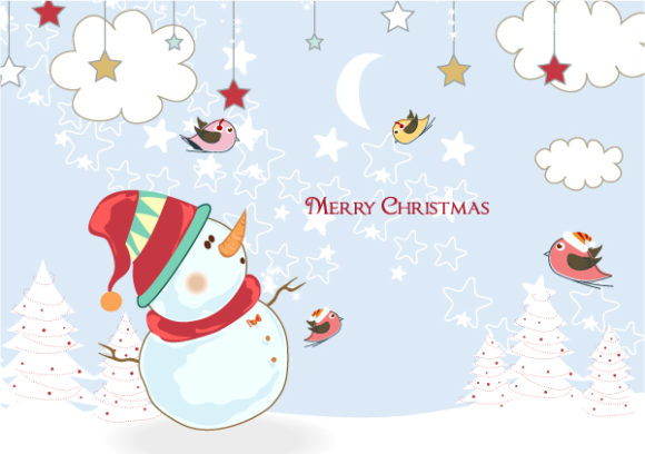 Christmas Vector Background Vector Christmas Background With Snowman 1