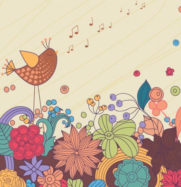 Illustration, With, Bird Vector Bird With Floral Vector Illustration 1