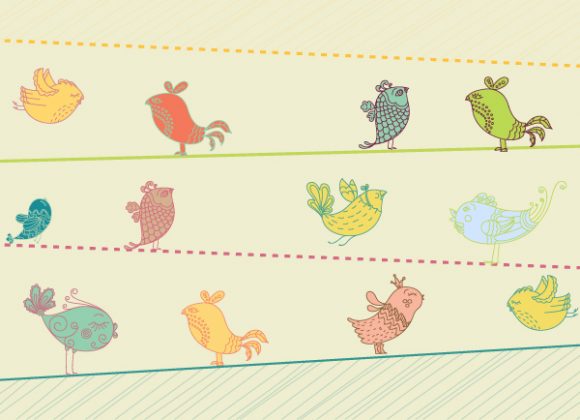 Wire Vector Graphic: Birds On Wire Vector Graphic Illustration 1