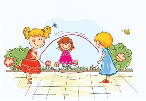 Vector Vector Background Kids Playing Vector Illustration 1